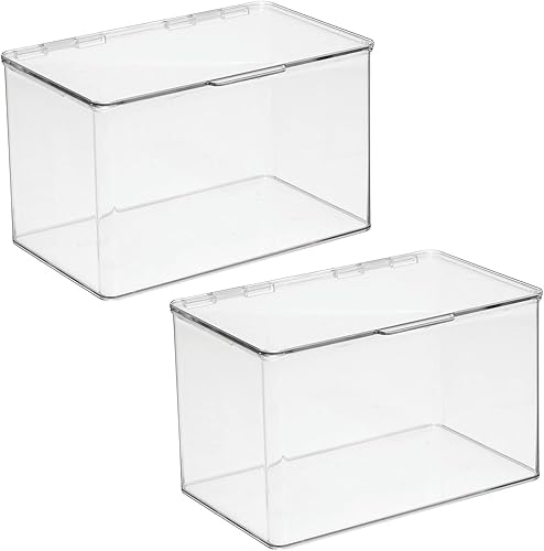 Miniatura 9 de mDesign Caja de almacenamiento apilable de plástico para baño con tapa con bisagras adjunta, capacidad para jabón, gel de baño, champú, loción,