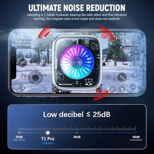 Image of Verilux Phone Cooler LED Magnetic Cell Phone Cooler with Detachable Clips LCD Digital Display Gaming Phone Cooler Silent Phone Cooler USB Rechargeable Phone Cooler for Gaming, Livestreaming
