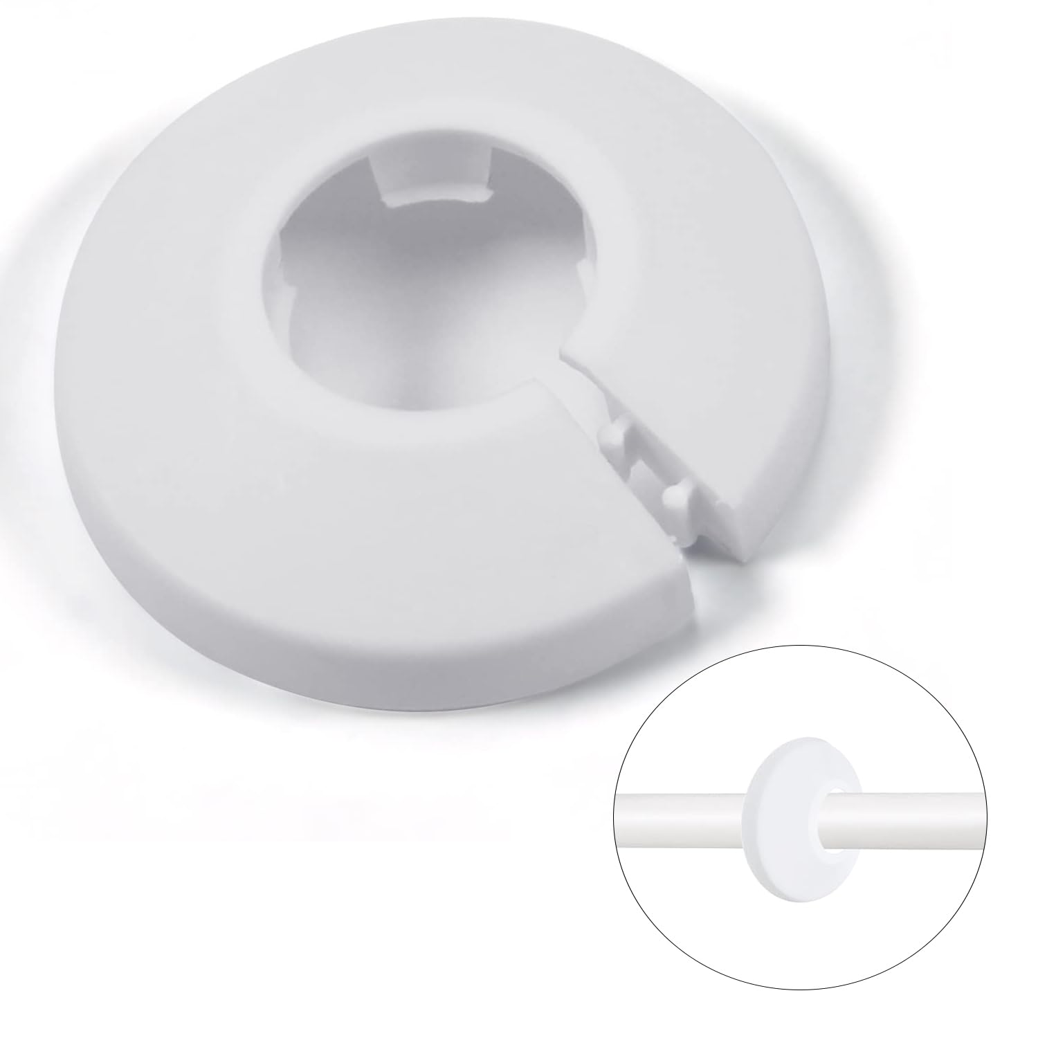 MroMax Fit 0.79" Outer Diameter Flange Water Pipe Cover Decoration White Pipe Cover Radiator PP Plastic 20mm Escutcheon Collar for Wall Pipe Tube Decoration 1Pc