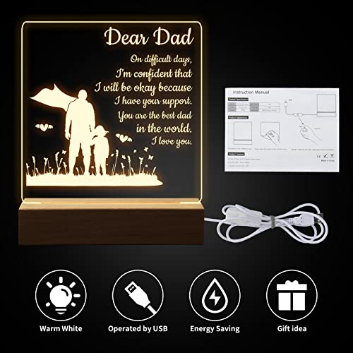 Kaayee Dad Gifts From Daughter Son, Engraved Night Light Gifts For Dad, To My Dad Birthday Gifts From Son Daughter, Unique Dad Gift Idea For Birthday Christmas #TOP7