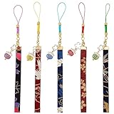 OLYCRAFT 5pcs Lucky Cat Keychain Pendants Japanese Beckoning Cat Keychains Bell Buckle Keyring with Flower Maneki Neko Key Ring Charms for Hanbag Backpack Phone Funny Gifts