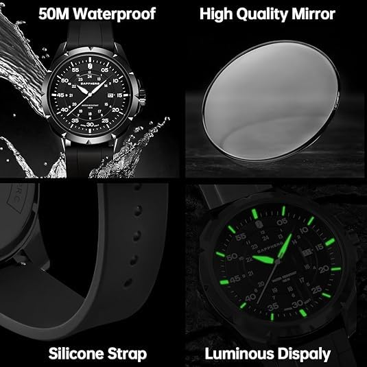 Image of Sapphero Mens Watches Quartz Movement Chronograph 30M Waterproof Steel Strap Fashion Business Sport Design Scratch Resistant Gifts for Men