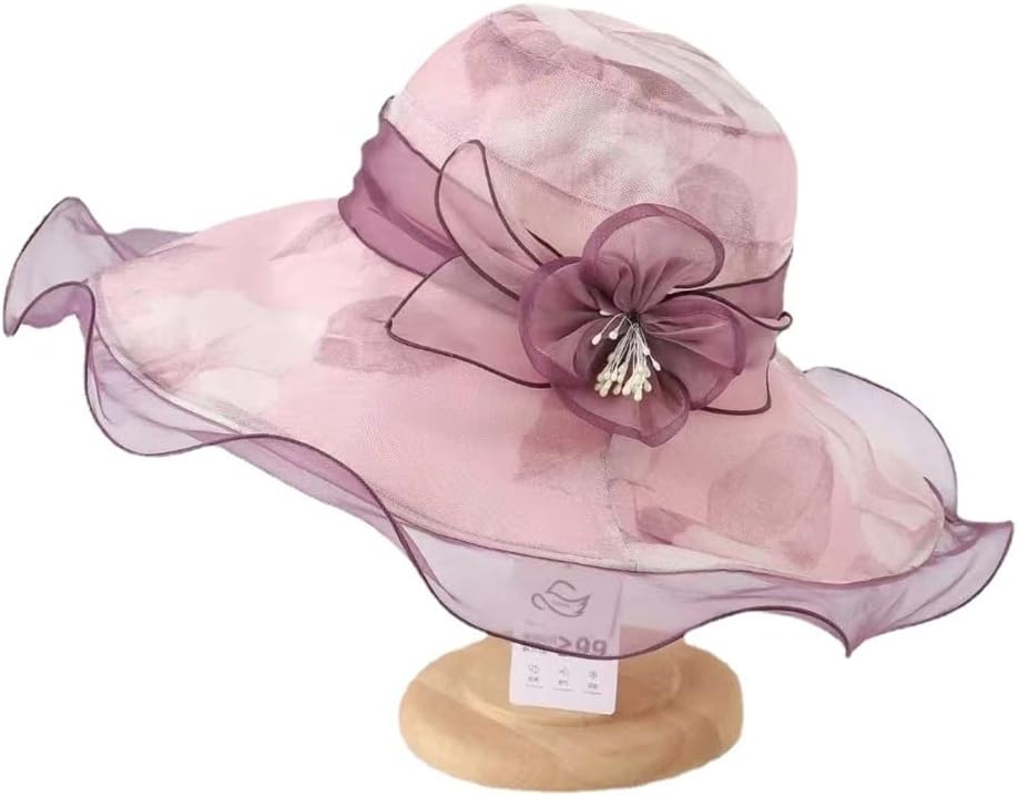 MZDM Summer Women's Silk Silk Flower Fisherman Hat Foldable Lightweight Sunshade Hat Holiday Print (Color : Black, Size : 56-58cm) : Clothing, Shoes & Jewelry