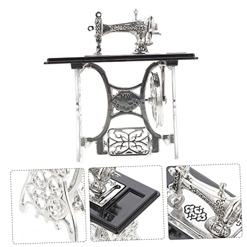 KALLORY 1 St mini-naaimachine poppenhuis naaimachine pedaal naaien tool modellering meubilair meubels poppenhuis meubelmodel naaimachine modellering nostalgie telefoon - Image 3