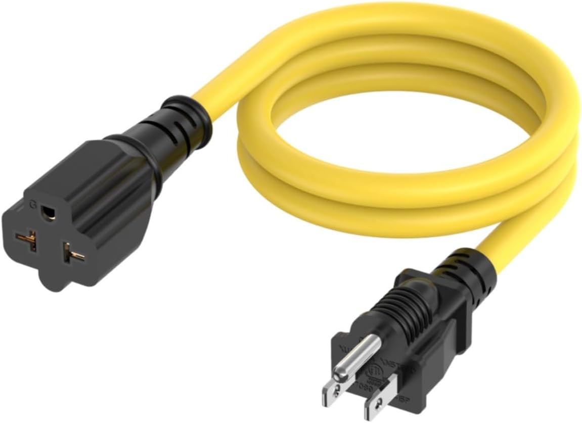3FT 15-Amp Household AC Plug to 20-Amp T Blade Adapter Cord 12AWG, Nema 5-15P to 5-20R,5-15P to 6-15R/6-20R 15Amp to 20Amp Extension-Cable, Heavy Duty 15A 125V to 20A 250V Extension-Cord 36 Inch