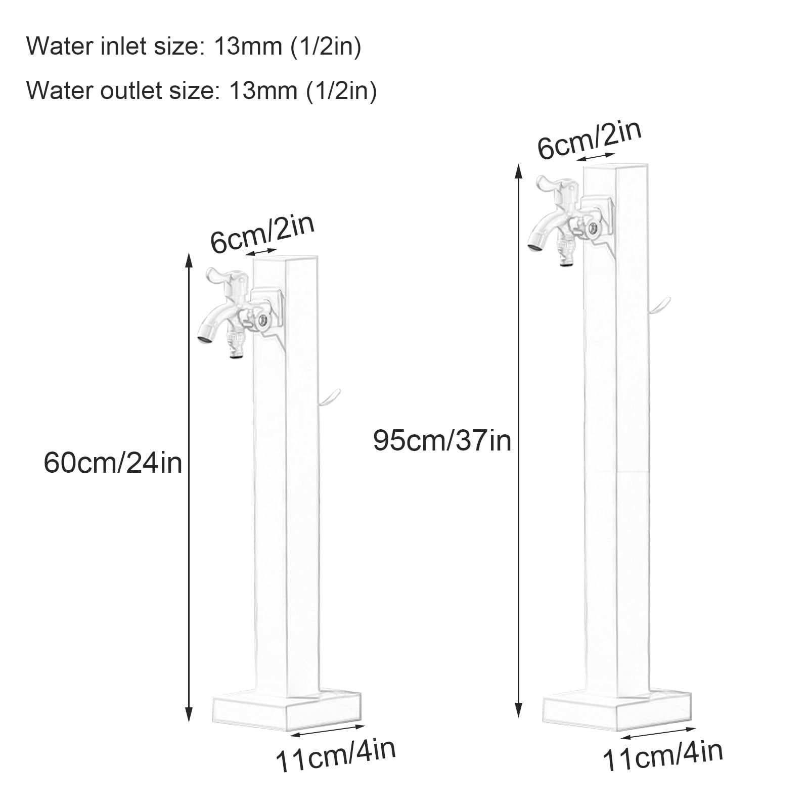 Colonne a Eau de Jardin, Robinet Exterieur Jardin Fontaine de Jardin, Matériau en Acier Inoxydable 304, Robinet a Double Sortie, pour L'irrigation de Jardin, de Ferme, de Pâturage, D'arrière-cour(Blac