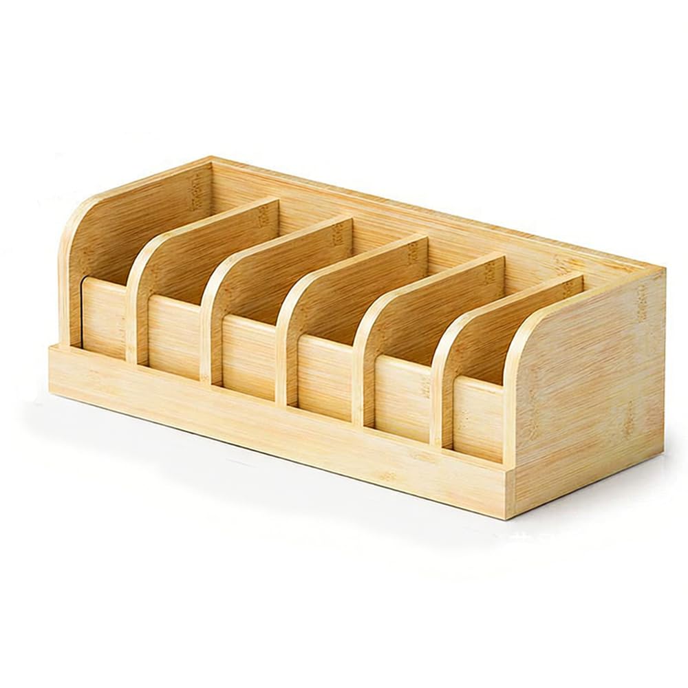 RainbowJise Bamboo Belt Organizer Box,6 Grids Belt Rack for Closet and Drawer, Belt Storage Organizer and Displayer for Men Women