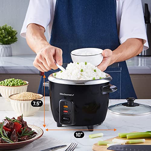Elite Gourmet Erc006Ss 6-Cup Electric Rice Cooker With 304 Surgical Grade Stainless Steel Inner Pot, Makes Soups, Stews, Porridges, Grains And Cereals, 6 Cup (3 Cups Uncooked), Black #TOP7
