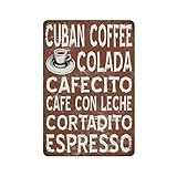 Affiche d'art de mot de café cubain Différentes tailles et couleurs Décoration murale contemporaine pour la maison Impression Cuisine Restaurant Vintage Subway Art Sign Drôle Vintage Metal Tin Sign p