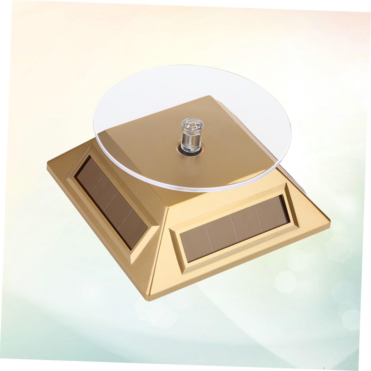 BESTYASH Solar Powered Rotating Jewelry and Watch Display Stand Compact and Lightweight for Easy Assembly Design Golden Finish for Showcasing Accessories