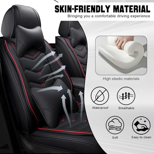 Image of Car Seat Cover for Jeep Wrangler 2000-2026, Seat Covers Full Set,Non-Slip Waterproof seat Cover,Wear-Resistant Nappa Leather car seat Covers. (Luxury 5 Seats /Black)
