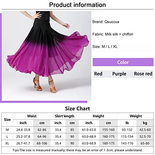 Qsuccua Female Ballroom Dance Swing Skirt Dance Performance Skirt Gradient Color Modern Dance Long Skirt #TOP6