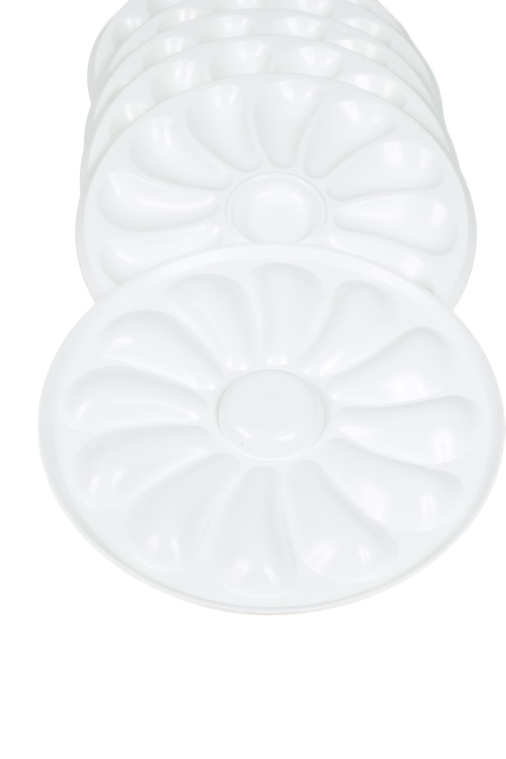Lot De 6 Assiettes A Huitres 12 Compartiments +1 Pour Le Citron, Sauce. Fabrication Française Made In France A Base De Polypropylène Pour La Maison, Le Restaurant, Diamètre 30.5 Cm Couleur Blanc