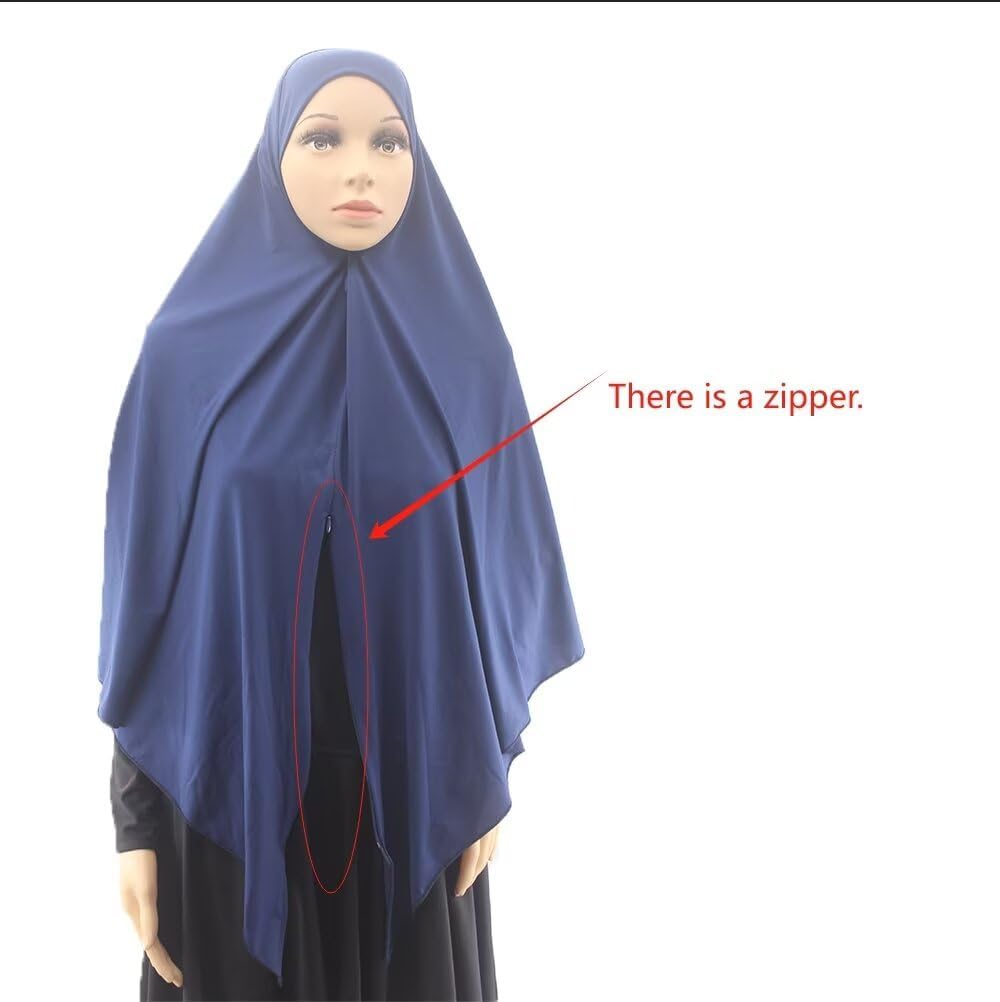 Zippered Instant Hijab for Women, Muslim Prayer Scarf, Long Scarves, Islamic Khimar Ramadan Head Scarf for Girls - Image 8