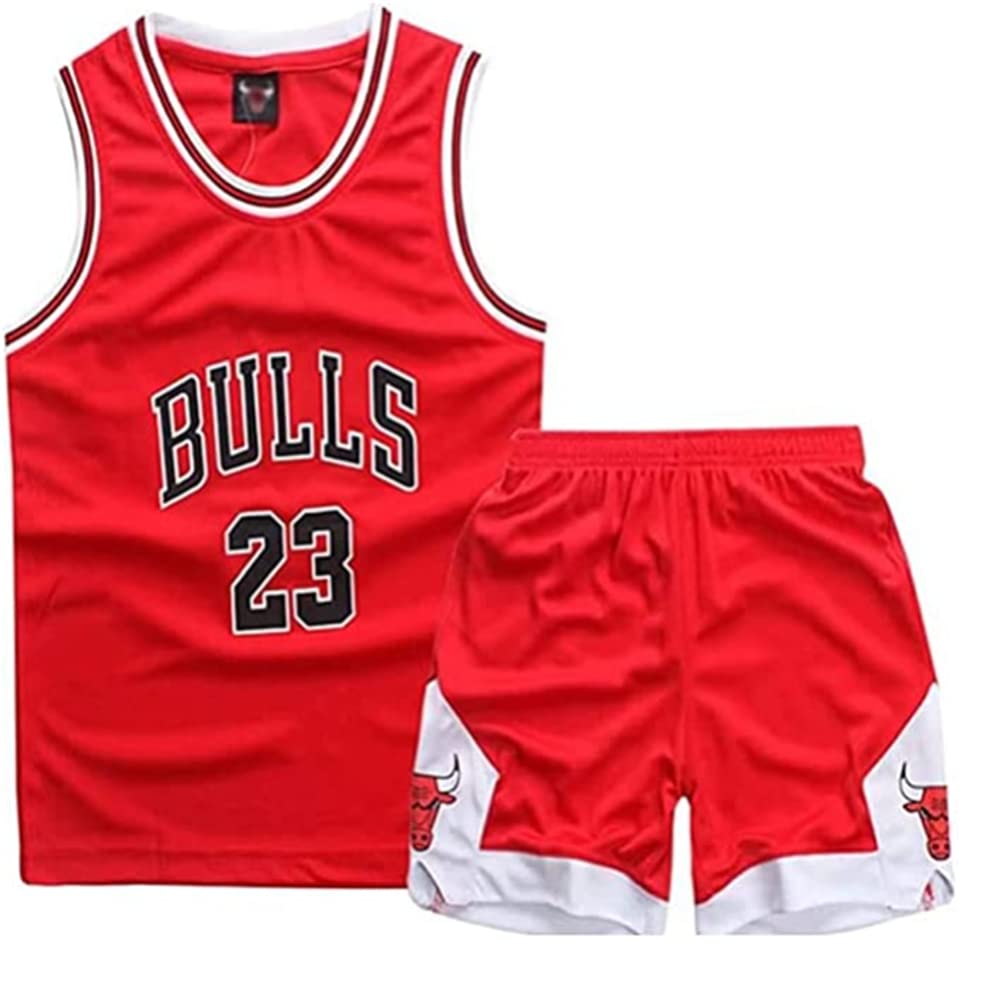 MolinkaChildren's Sleeveless Basketball Jersey Clothing Mesh Vest Uniform  Top and Shorts Boys Children Summer Clothing Set with Keyring 1-15 Years