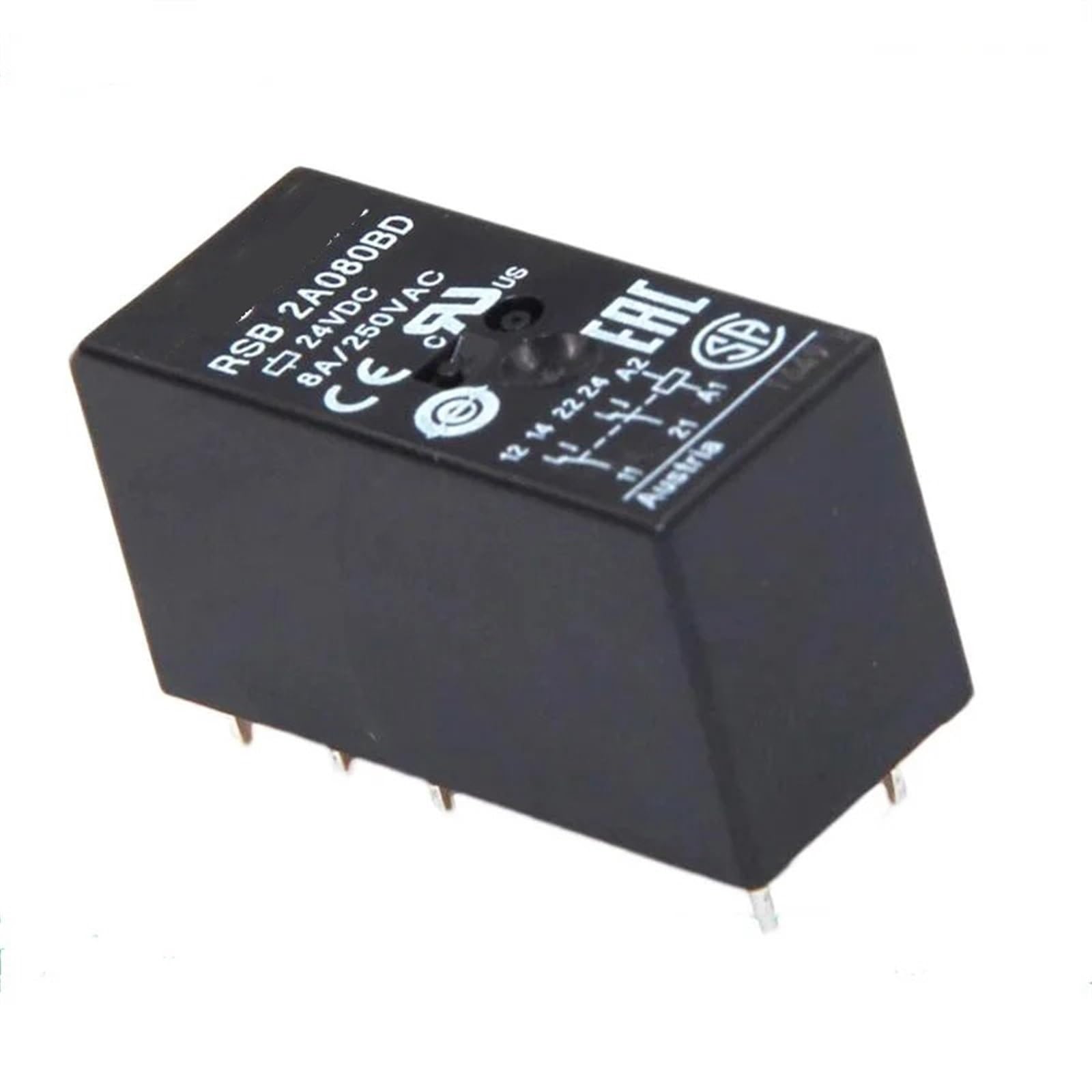 Relé RSB2A080BD DC24V de alta conductividad con 8 pines y soporte resistente de 8A 3
