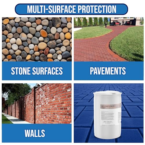 Image of DeckGeneral Masonry Sealer 5801 - Clear Concrete Sealant & Waterproof Sealer for Stone, Brick & Mortar - Silane Siloxane Coating for Driveways, Sidewalks, Patios & More (55 Gallon)