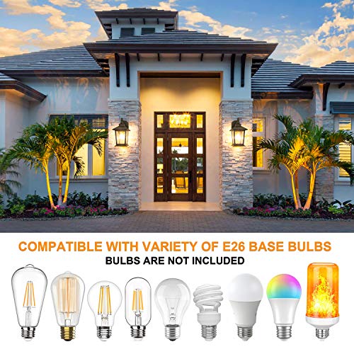 WENFENG Outdoor Wall Light Fixtures with Dusk to Dawn Sensor, Anti-Rust Matte Black, Water Glass Shade, Exterior Mount Lantern for Porch, Garage, Patio
