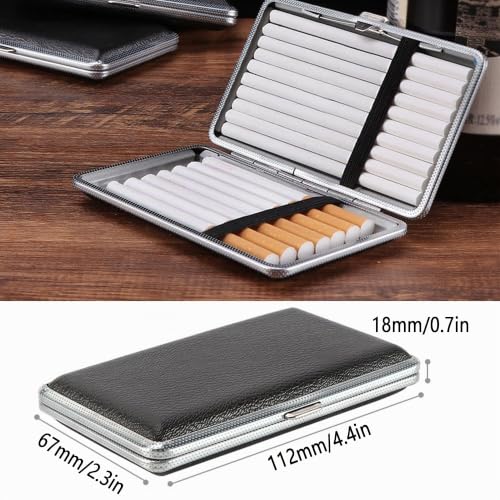 LONGHAO 2 pcs Étui à Cigarettes,Boite a Cigarette,Slim Étui à Cigarettes en Cuir en Métal,Boîte à Cigarette Métal pour Femme,Tenir 20 Bâtonnets Cigarettes,Pour Femmes Et Hommes – vue 2