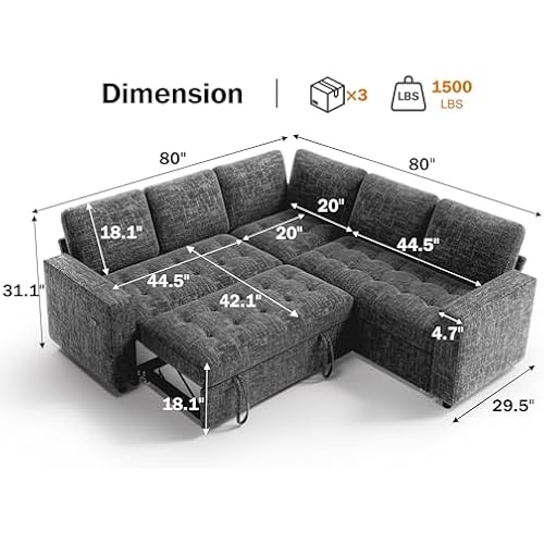 Vipbear 5 Seat L Chenille Dark Grey