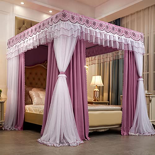 genérico Cortinas de Cama con Dosel de Princesa para Cama tamaño King, Dosel de Red Opaco de Doble Capa para Piso con Marco, Cortina para Cama con Dosel