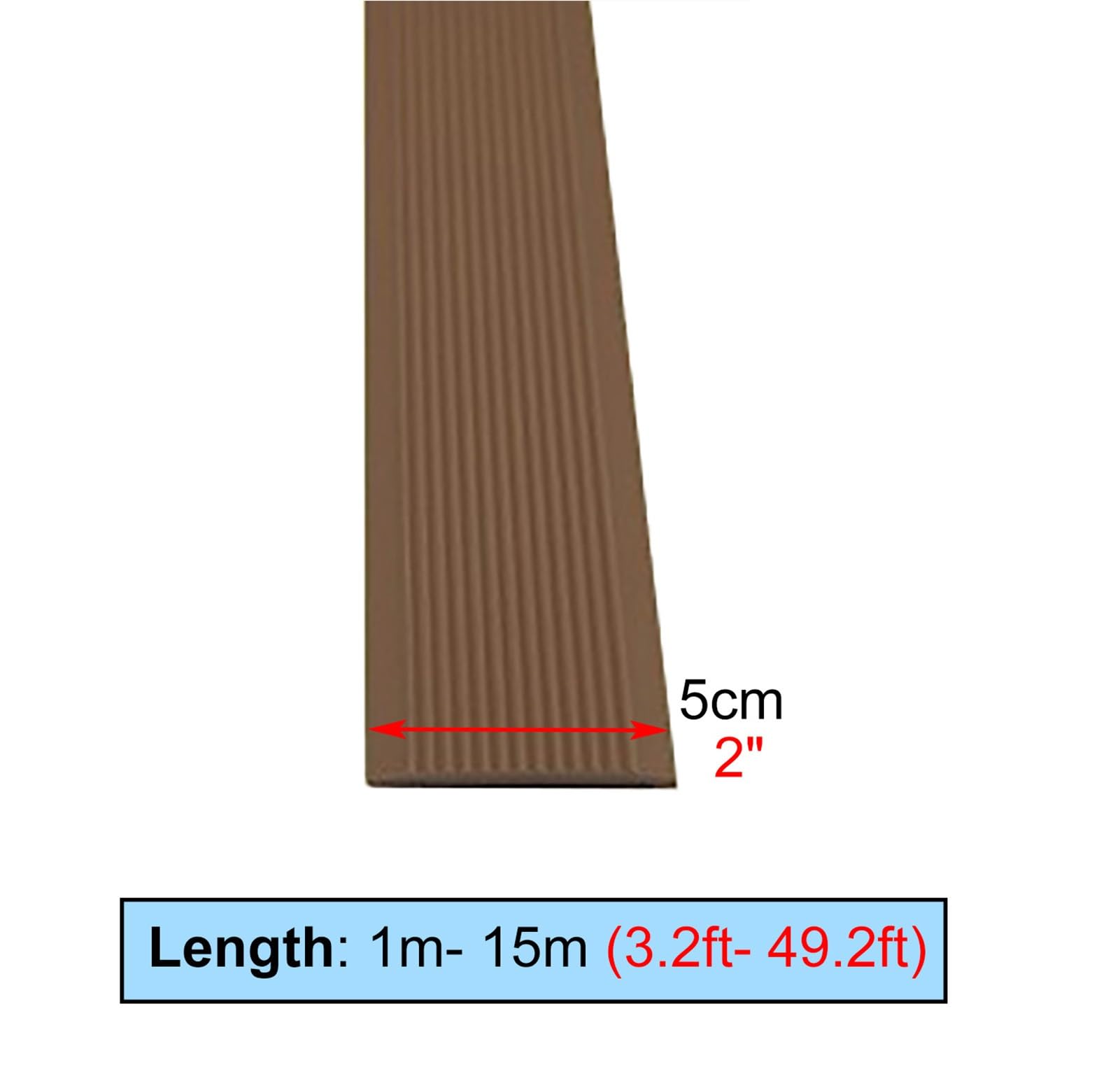 Tira antideslizante para peldaños de madera, protector de borde de goma para escaleras interiores, color marrón oscuro, 7 m