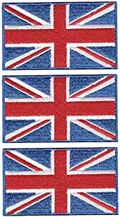 Tanto Badges Pack of 3 x Flag of United Kingdom Union Jack Embroidered sew on Iron on Patch Each 65mm x 40mm