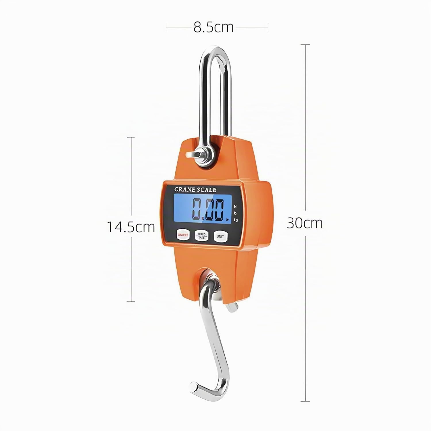 Qumox Báscula digital colgante de 660 libras con caja de aluminio fundido, mini báscula de mano de 300 kg con ganchos para granja, caza, pesca y uso al aire libre (naranja)