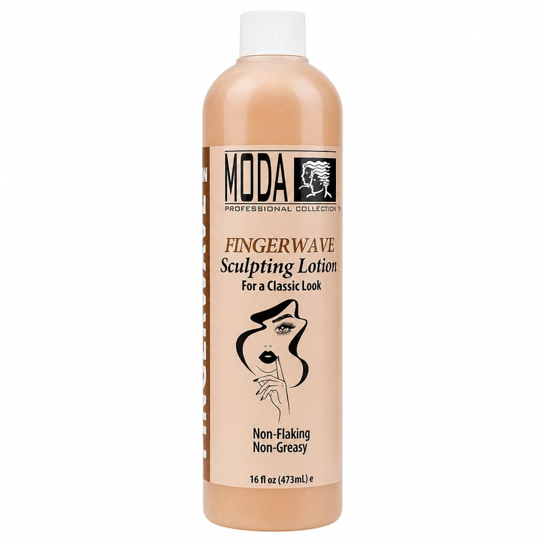 MODA Professional Styling Hair Sculpting Lotion, Frizz Control, 16 oz | Firm-flex hold for finger waves and pin curls; soft natural feel for fine, curly and color-treated hair; sulfate free.