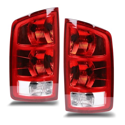 Nakuuly Tail Lights Assembly Compatible With 2002-2006 Dodge Ram 1500 2500 3500 Pickup Halogen Type NON-LED Model Driver and Passenger Side Taillights Brake Signal Rear Lamp with Bulbs and Harness