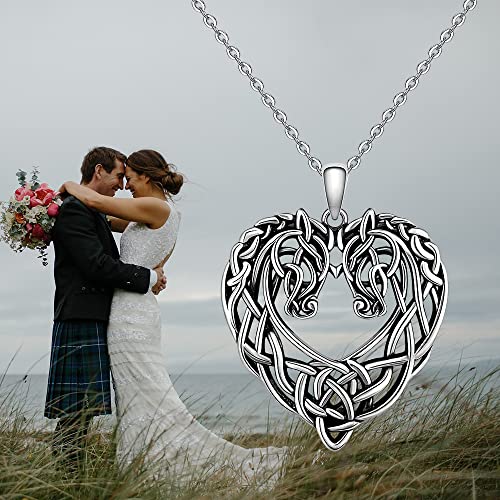 Horse Necklace Celtic Knot Heart Love Irish Sterling Silver Horse Gifts for Women Animal Couple Pendant Good Luck Irish Jewelry4