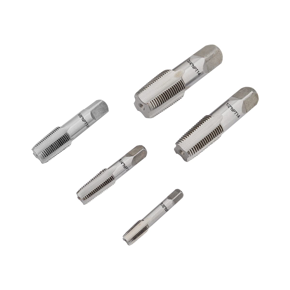 Gunpla Set di Maschi a Tubo NPT 5 pezzi 1/8", 1/4", 3/8", 1/2", 3/4", Rubinetto Filettato per Filettare, Kit Filettatura per Pulire o Rifilare Filettature di Tubi Danneggiate o Inceppate