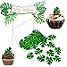 Dschungel Tortendeko,Dschungel Geburtstag Dekoration,48 Stück Essbare Blätter Tropische Schildkrötenblätter Cupcake Topper Kommunion+1 Stück Grünes Blatt Banner,Tortendeko Dschungel für Hawaii