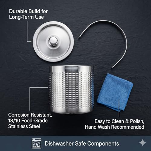 Image of FINALITY Stainless Steel Double Walled Insulated Ice Bucket (Silver Grooved)