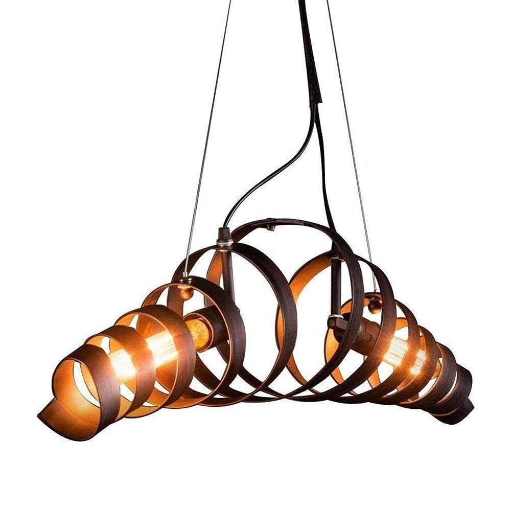 Lustre en spirale rustique avec suspension E27 style industriel pour loft antique