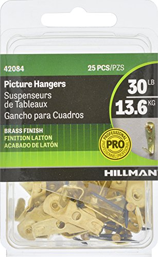 Image of Hillman Hanging-Hardware 42084 Classic Picture Hangers (30lb) 25 Pack, Gold, 25 Piece