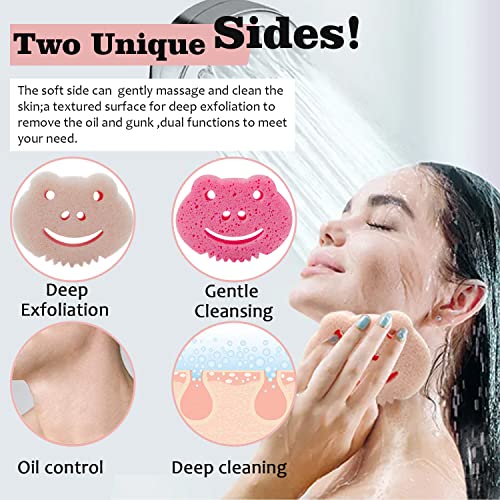 Smilepowo Double-Sided Bath Sponges, Personalized Frog Design, Soft&Gentle Cleaning Exfoliation, Loofah Body Scrubber Shower Body Sponges For Men,Women,Kids, 3 Packs Colorful As Gift For Family #TOP1