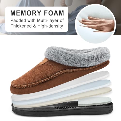 Image of ATHMILE Slippers for Men Warm Moccasin Memory Foam House Shoes Indoor