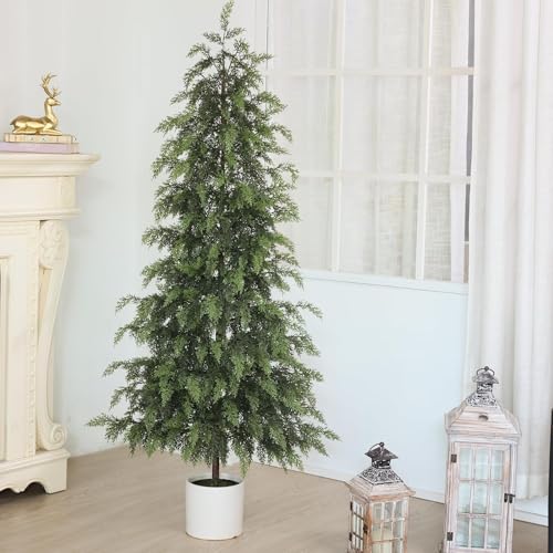 Image of Lifelike Touch Artificial Cedar Christmas Trees for Front Porch (2Set 4FT)
