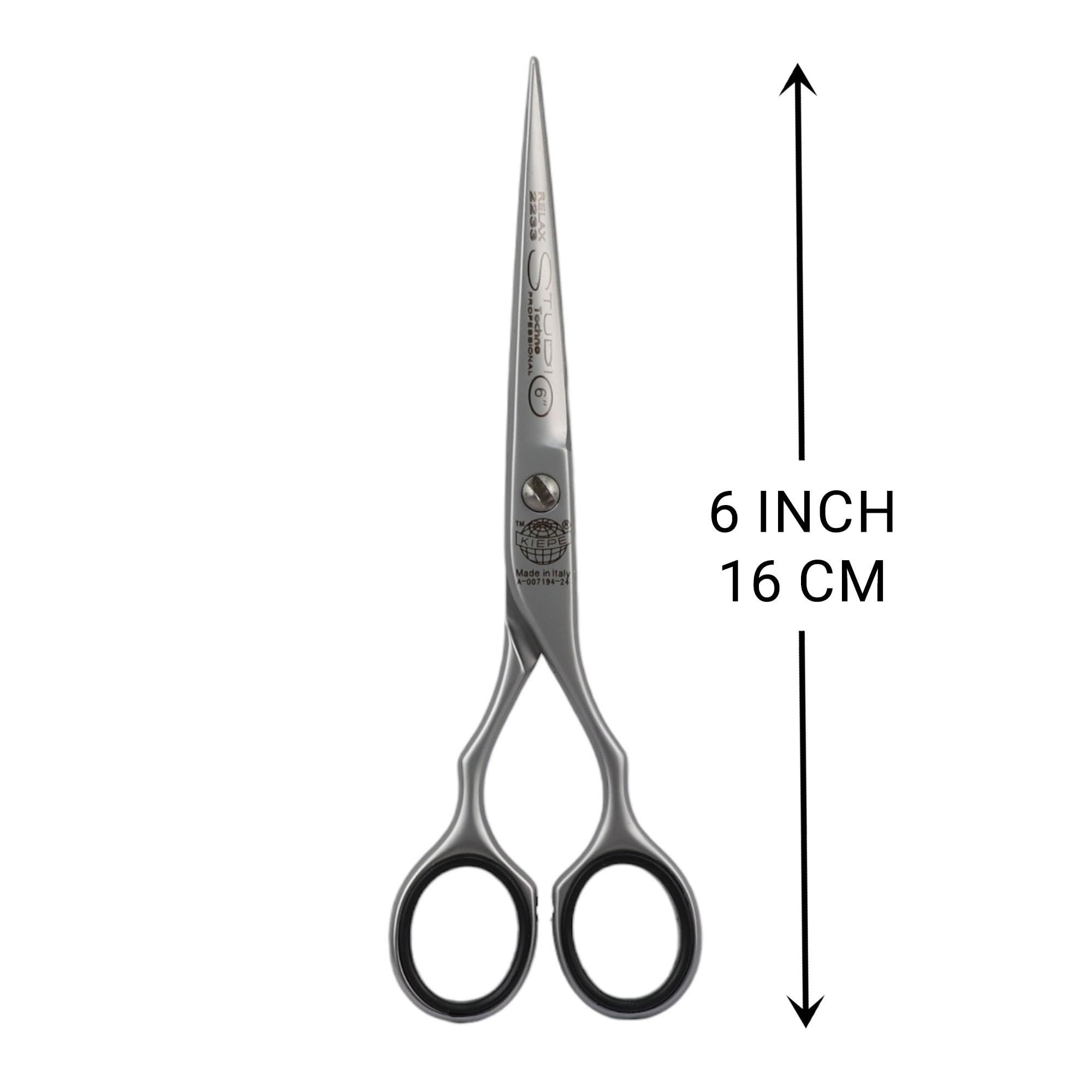 Kiepe 2233 Studio Techno Relax Tijera profesional de corte 6 pulgadas – Tijera ergonómica de acero inoxidable para un corte preciso y suave, Made in Italy
