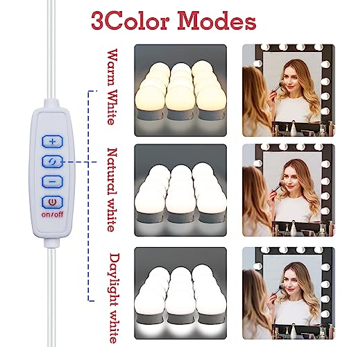 SANLION Hollywood Mirror Lights,12 LED Vanity Mirror Lights ,with USB Cables, 3 Colour Changing & 10 Brightness for Dressing Table Room, Bathroom, Bedroom - Cosy Home Interiors SANLION Hollywood Mirror Lights,12 LED Vanity Mirror Lights ,with USB Cables, 3 Colour Changing & 10 Brightness for Dressing Table Room, Bathroom, Bedroom - Image 2