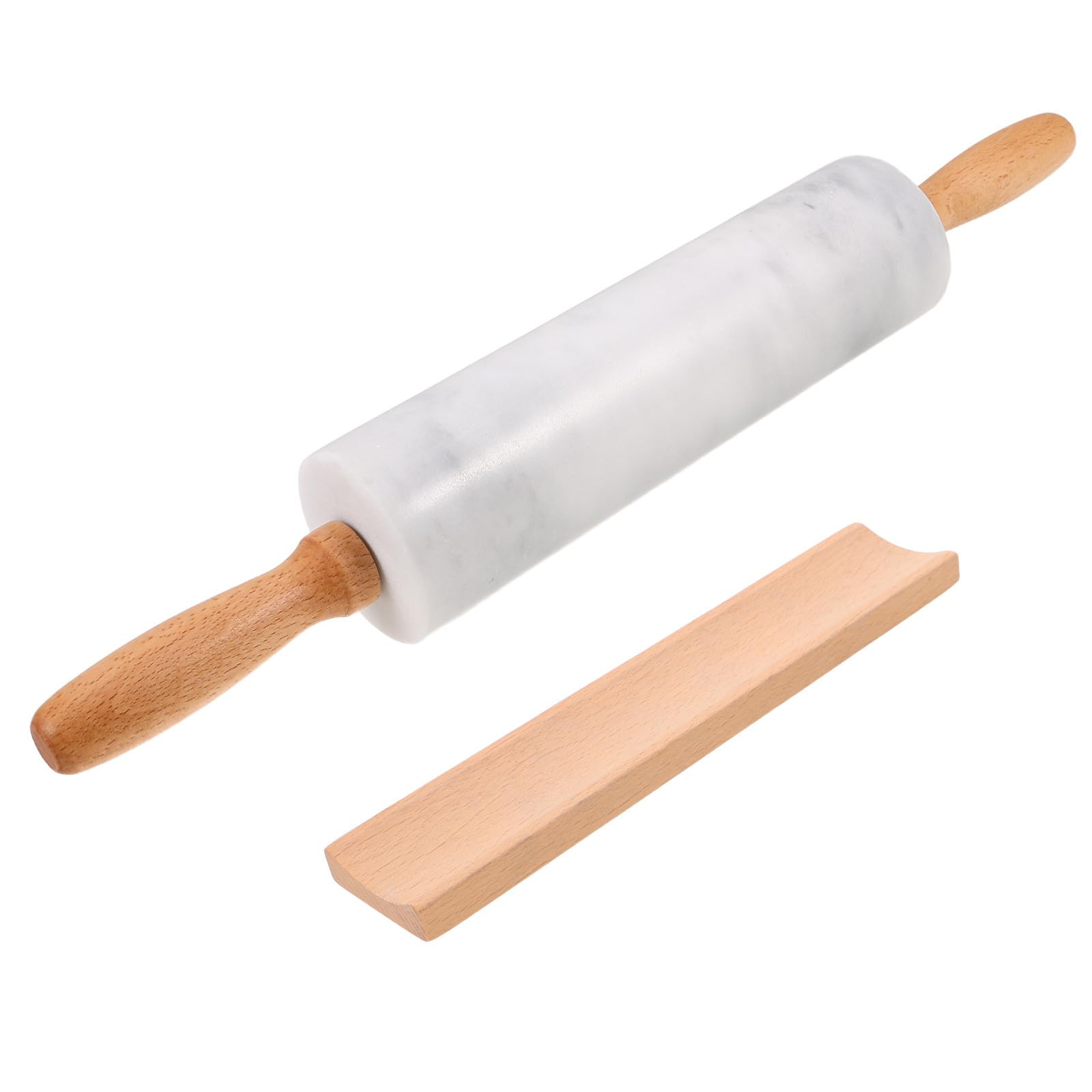 Rodillo de Masa de Mármol Ergonómico Multifuncional para Hornear, Pack de 3 Piezas de Madera y Mármol, Adecuado para Pastelerías y Repostería