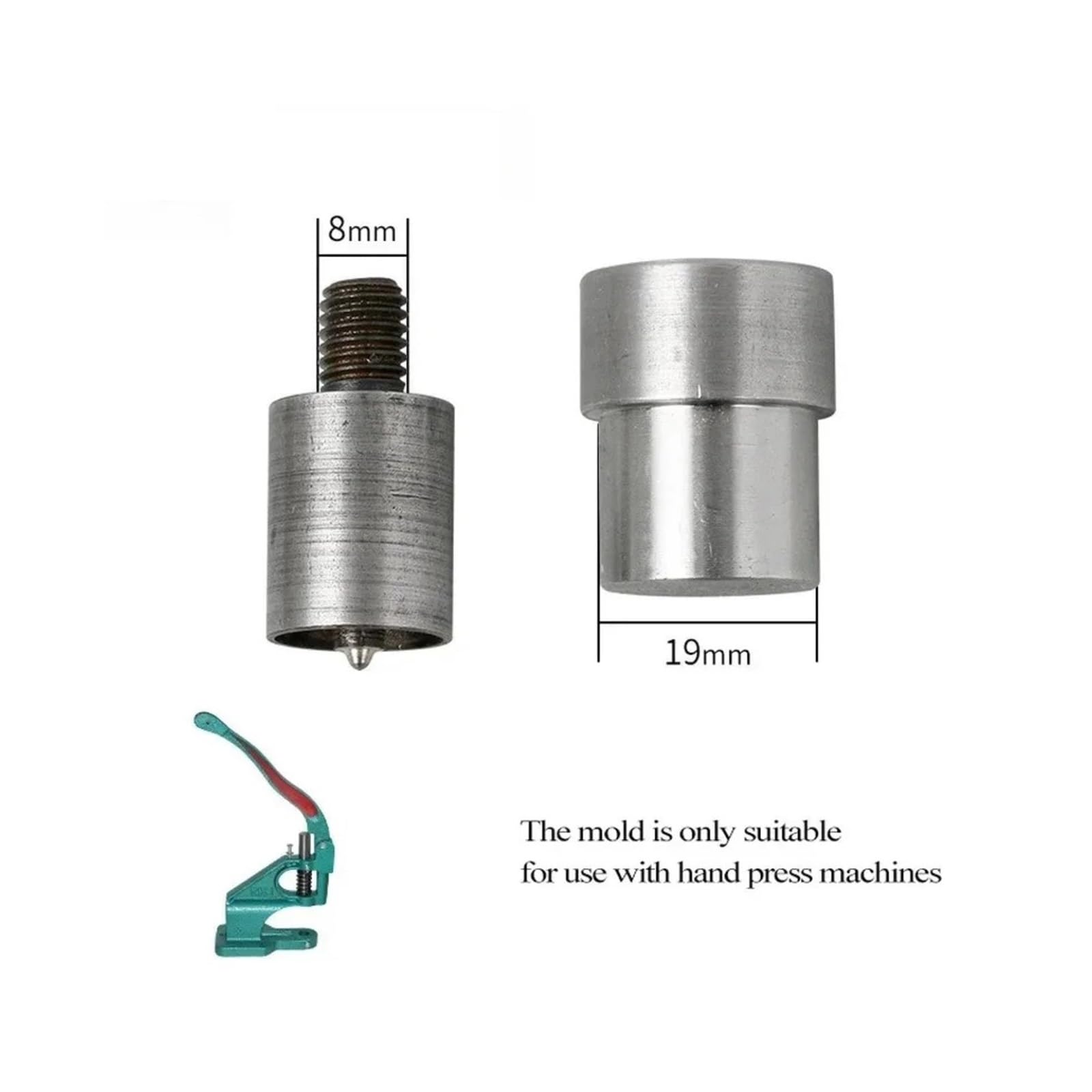 Snap Fasteners Botón Die Troquel de botón a presión metal 10/12,5/15 mm | Herramienta de prensa de hilo, troqueles de sujeción, herramientas de bricolaje(633-12.5mm)