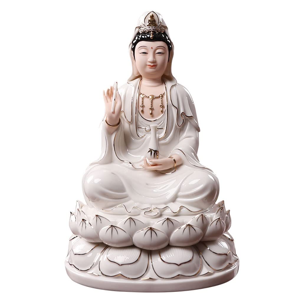 Statue Avalokitesvara Bodhisattva en céramique ornement ménage enchâssant lotus M