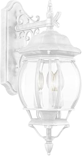 Trans Globe Imports 4054 WH - Farol de pared de transición con tres luces de la colección Francisco en acabado blanco, 12.00 pulgadas