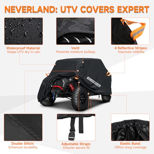 Image of NEVERLAND UTV Cover Heavy Duty Waterproof 2-3 Seater All-Weather Protection | for Polaris Ranger RZR Yamaha Rhino Can-Am Commander Defender Honda Pioneer Sxs Teryx, 300D Oxford Fabric Rain UV Protection