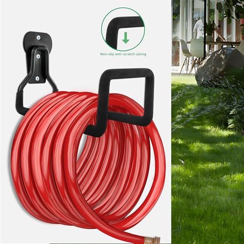 Image of Heavy Duty Garden Hose Holder, Wall Mount Metal Hanger for Outside Yard