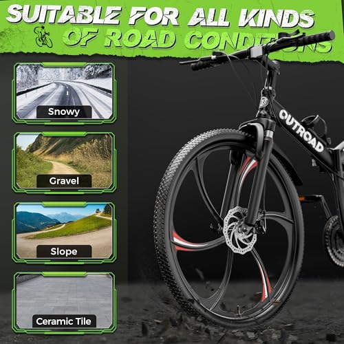 Outroad 26 Inch Folding Mountain Bike, 21 Speed Full
