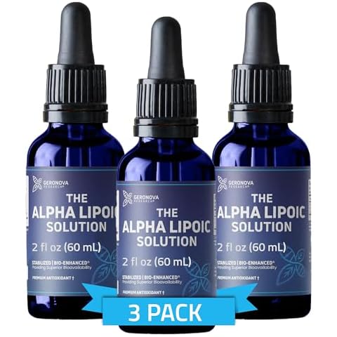 Geronova Research The Alpha Lipoic Solution, 6 fl oz - 6 Month Supply - Stabilized Bio-Enhanced Alpha Lipoic Acid Liquid for Superior Bioavailability - ALA Supplement with Rapid Absorption Cover