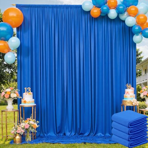 Rideau pour fêtes bleu royal sans plis NSSONBEN déco anniversaire garçon et fond studio photo